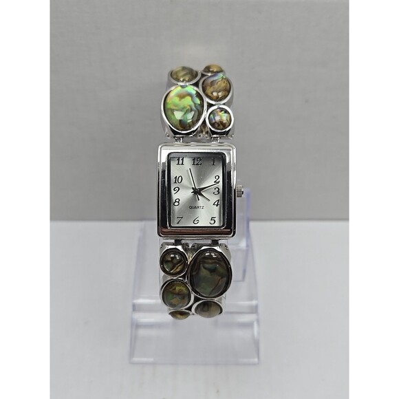Women Abalone Bracelet Watch Silver Tone Quartz Japan Movement New Battery Dress - Picture 1 of 10